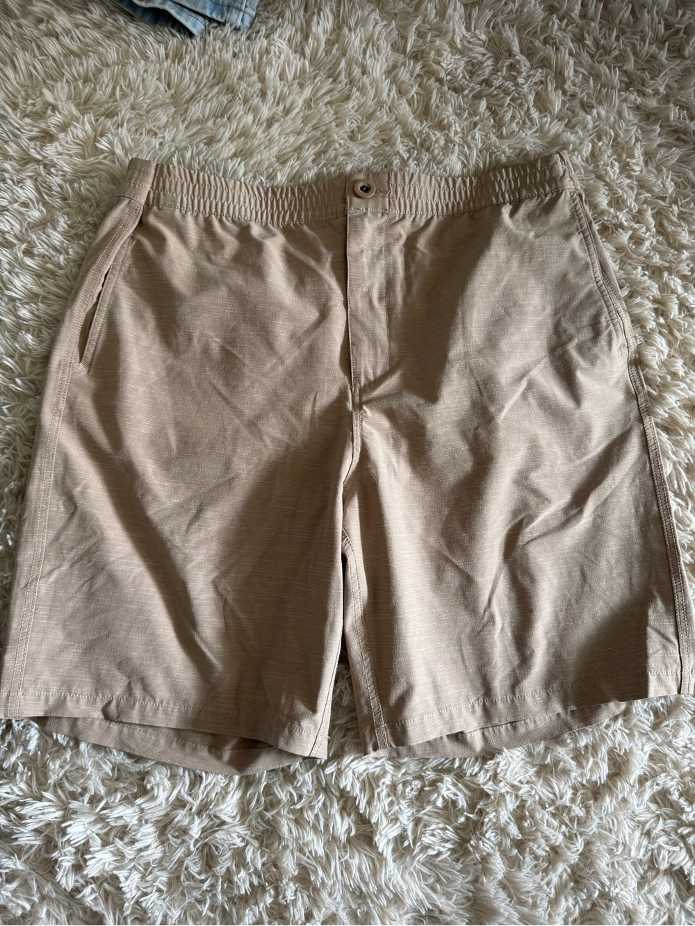 Men's Flat-Front Khaki Shorts with Elastic Waist